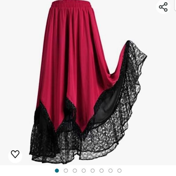 Arkfell Long Skirt for Women Double-Layer Lace Tassels Renaissance Victorian - Picture 5 of 10